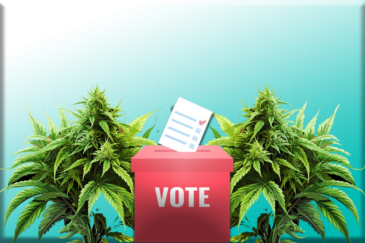 A ballot box with a vote going into it. Hot issues on this year’s ballot include abortion rights and the legalization of recreational marijuana. 