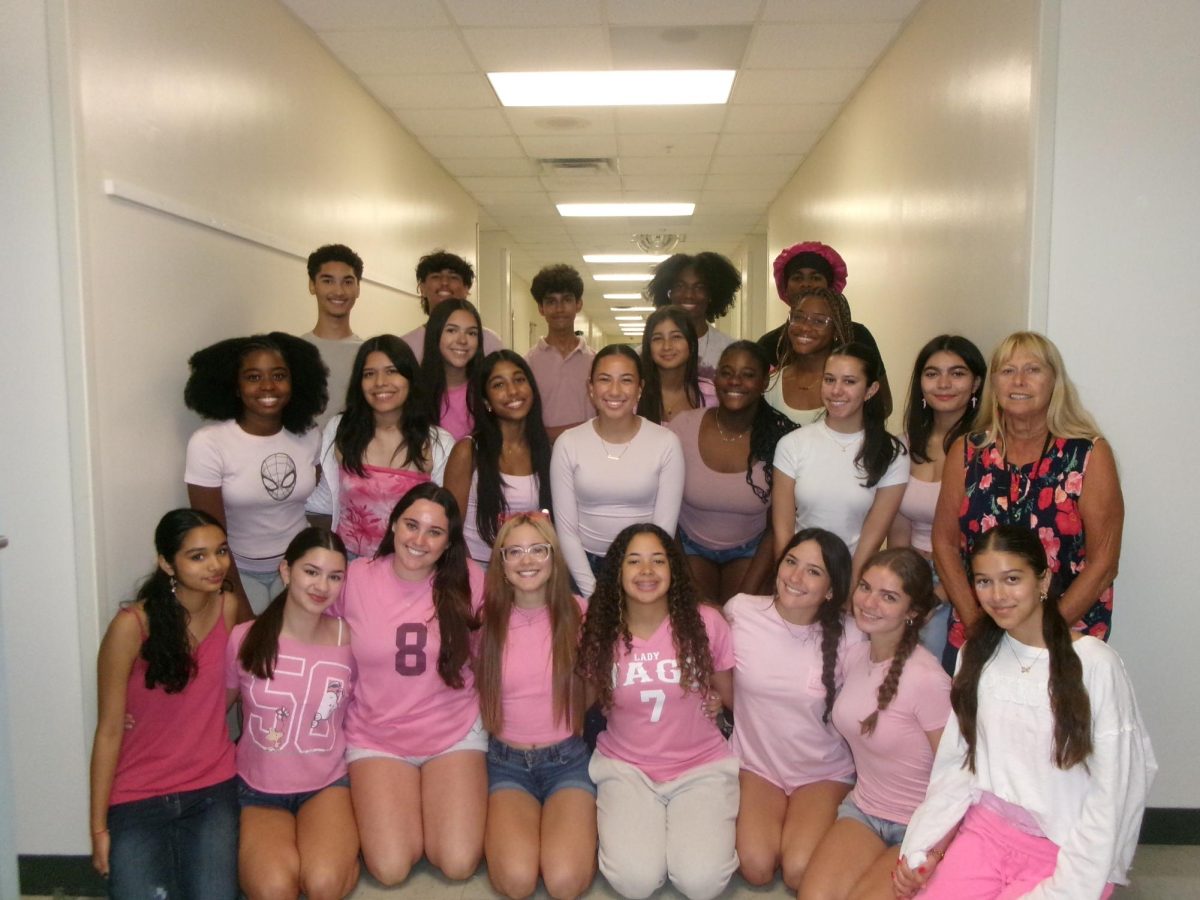The Student Government Class joined together for a group picture on Wednesday for the theme: On Wednesdays we wear pink.  