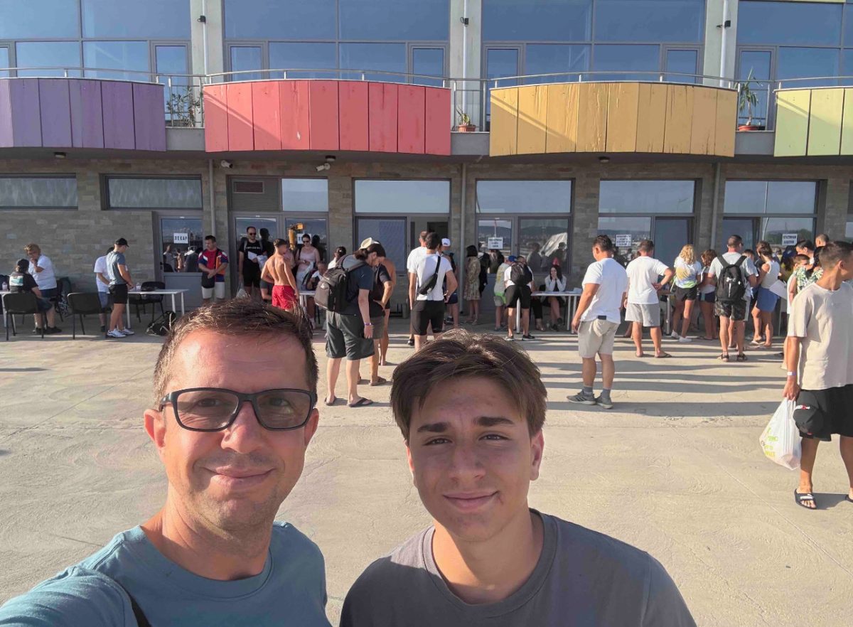 Martin Petkov (right) and his father, Milen Petkov (left) before their swim in the Varna Bay. The two swam a total of 7 kilometers during the race.