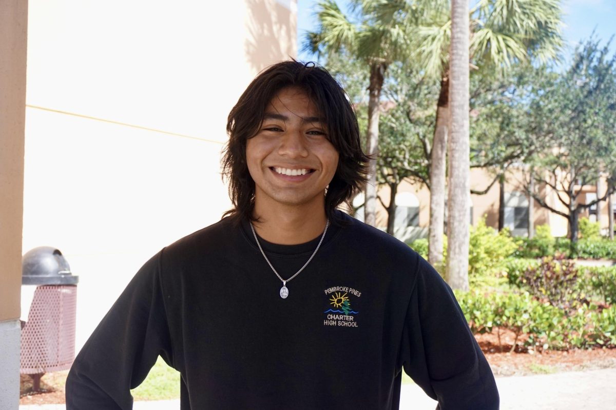 Enzo Rabines, senior at Pines Charter High School. Enzo collaborates with a Political Science Professor at the University of Miami on a research paper in which he examines U.S Trade Regulations, all while submitting a 20-paged theoretical paper presenting his original philosophical-political theory to Yale’s Journal of Political Thought. 