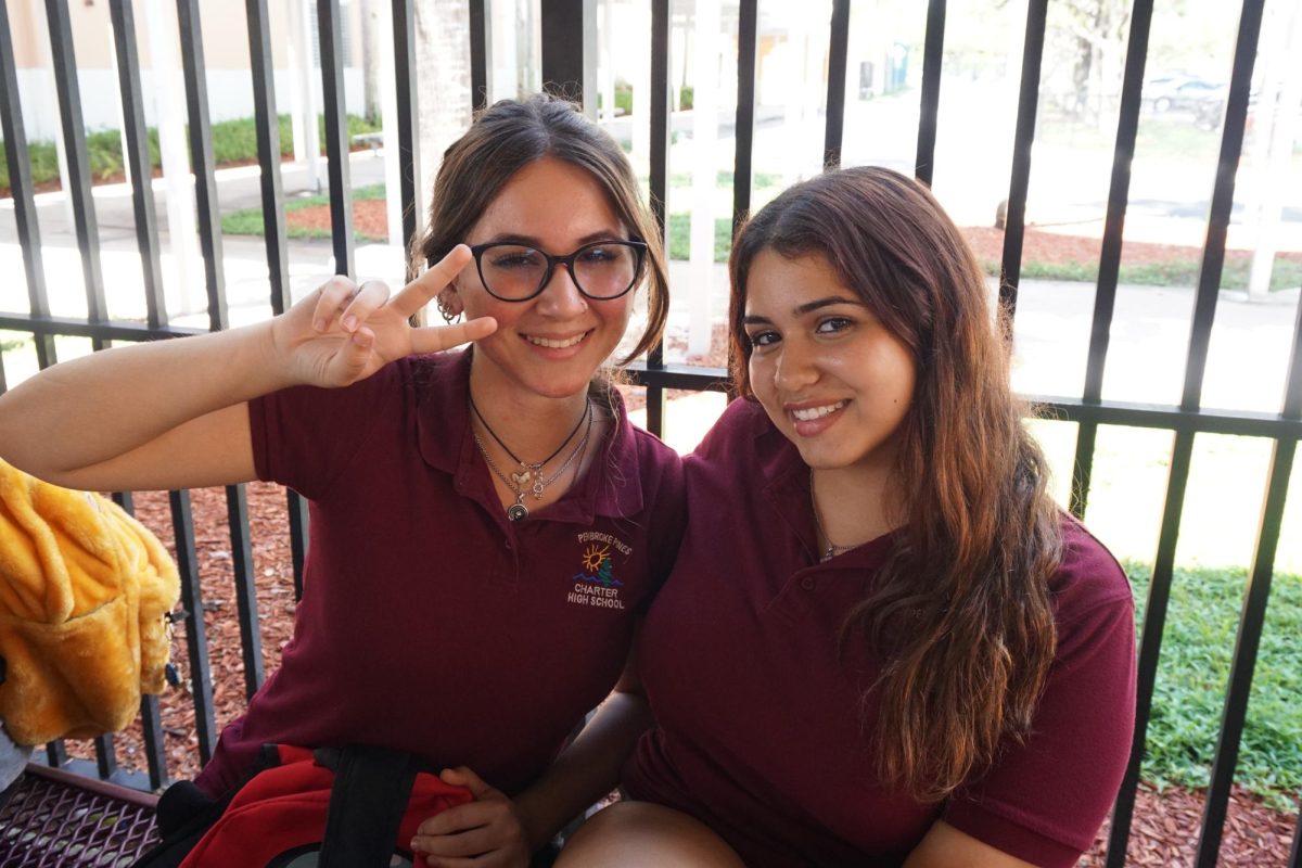 Ana Beatriz Martins and Giovanna Colaferri enjoy their last year at PPCHS while at lunch. With big changes ahead, they're taking every opportunity to spend time together.