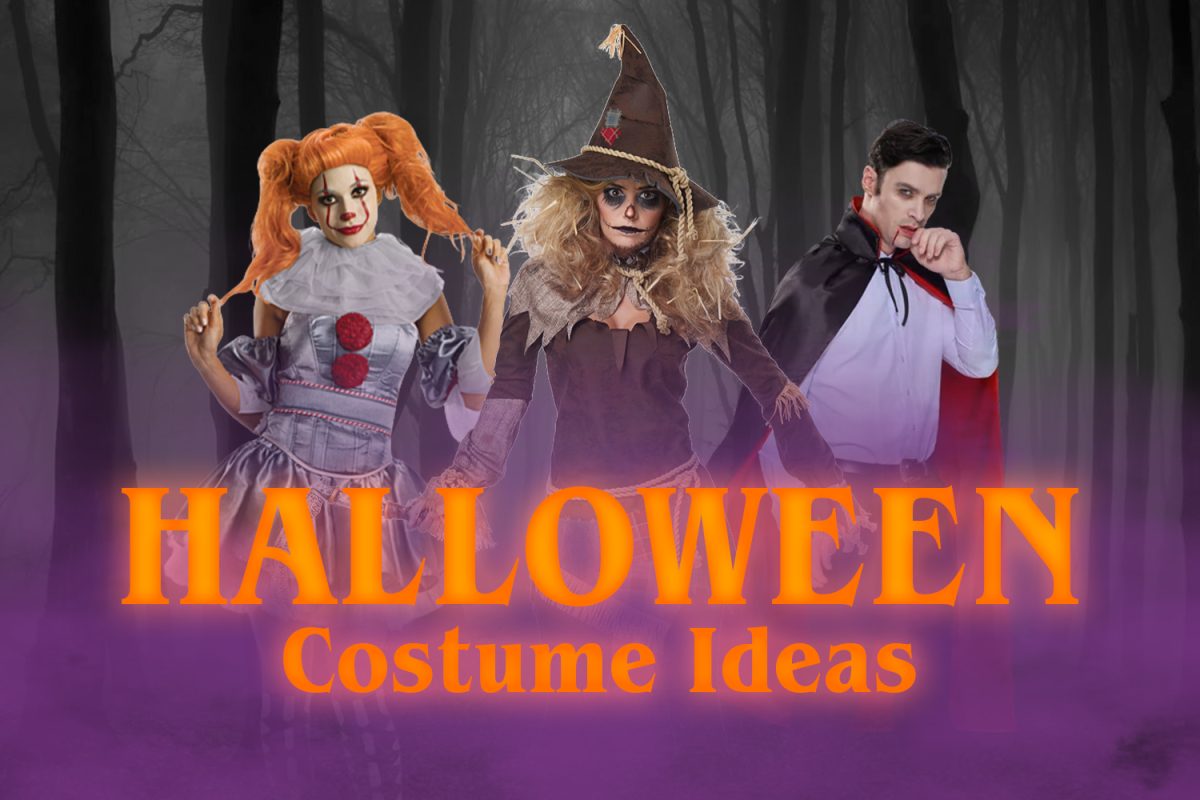 Last-minute costume ideas include (left to right) Pennywise, a scarecrow, and a classic vampire.