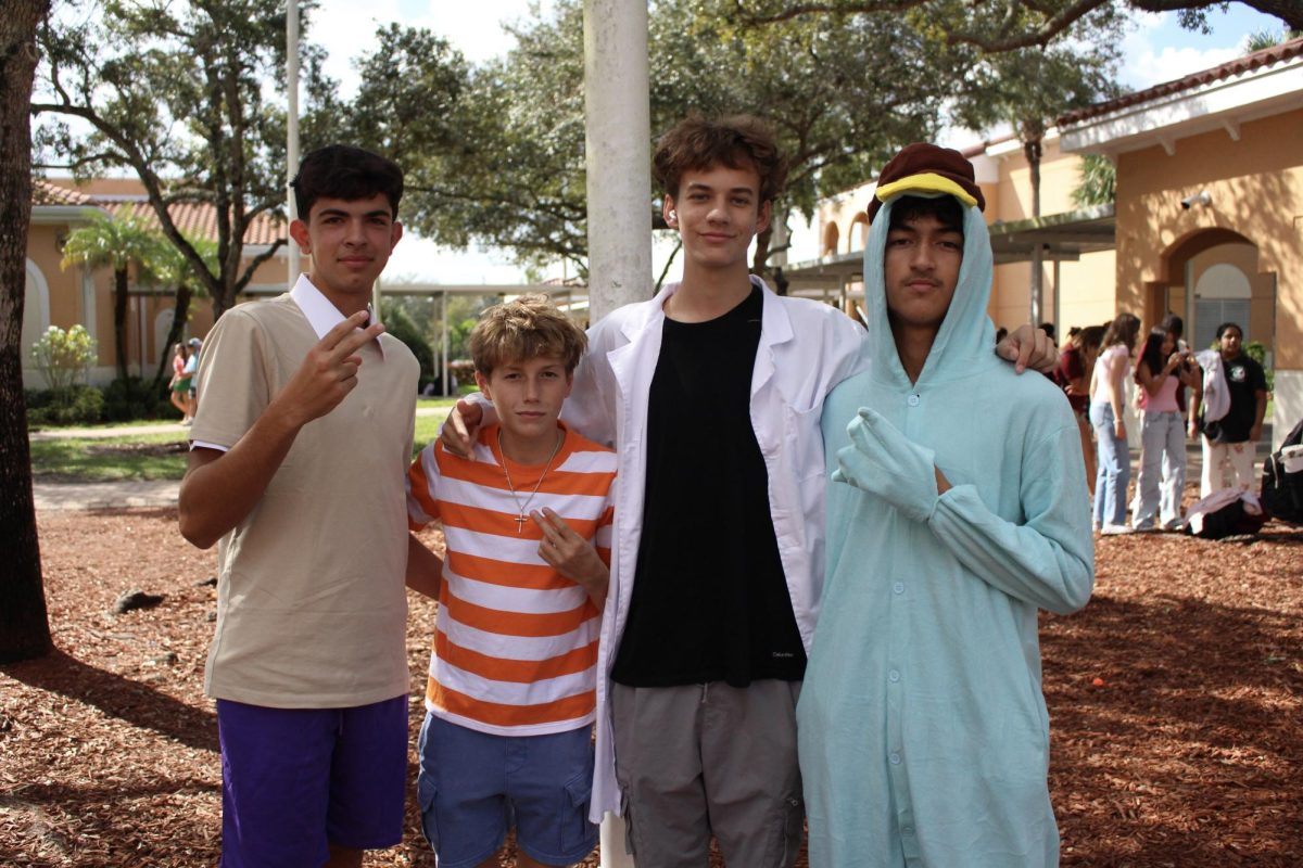 A group of PPCHS students dress as characters from Disney Channel's Phineas and Ferb.
