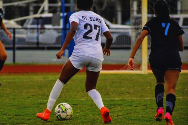 Sierra St. Surin as she spikes into her senior year after making the first goal of the 2025-2026 soccer season for the Lady Jags and then sooner than later being nominated as Jaguar of the week.