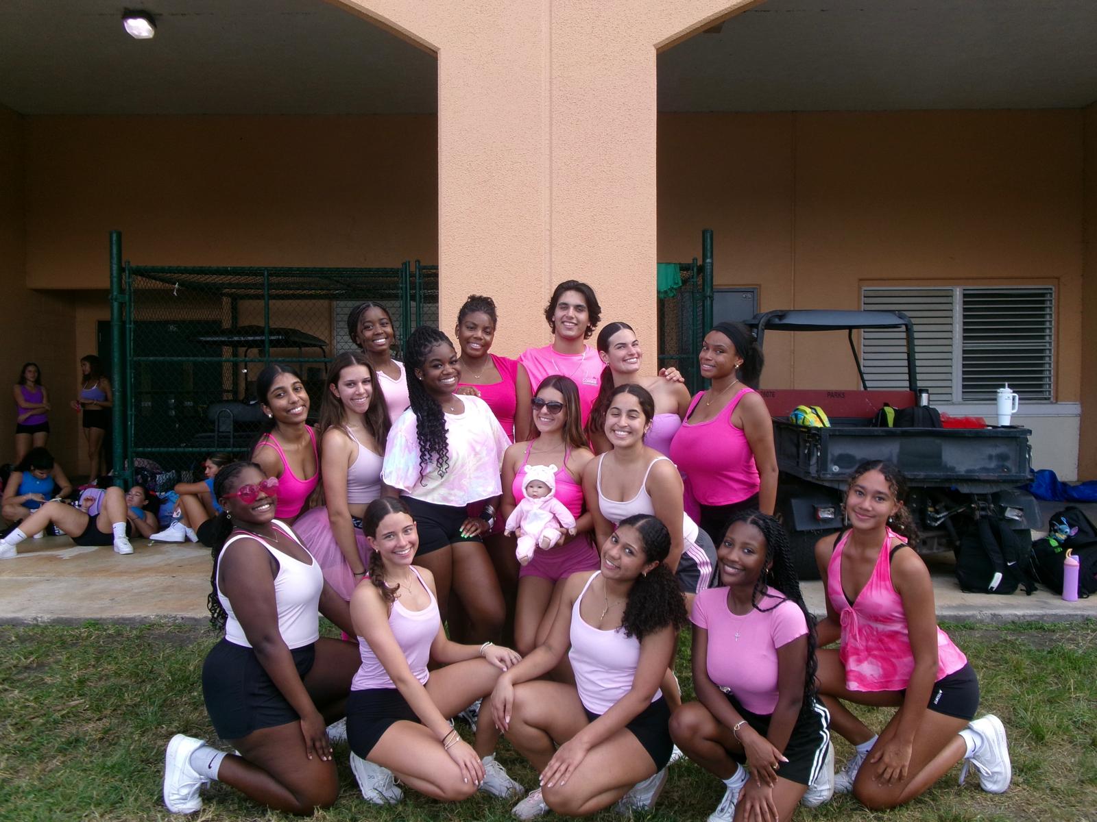 PPCHS Dance Team seniors all decked out in pink celebrating their last Dance spirit week with each other.