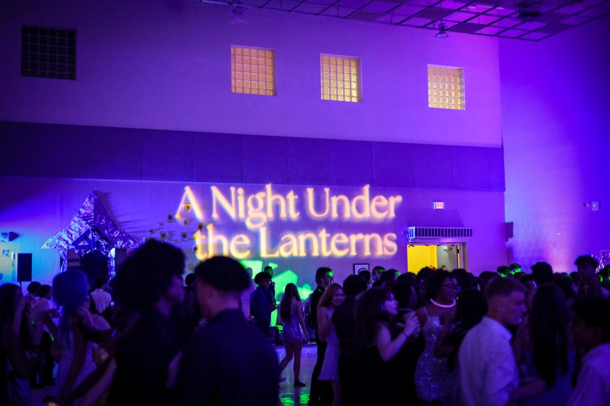 PPCHS students gathered on the dance floor at the 2025 "A Night Under the Lanterns" Homecoming.