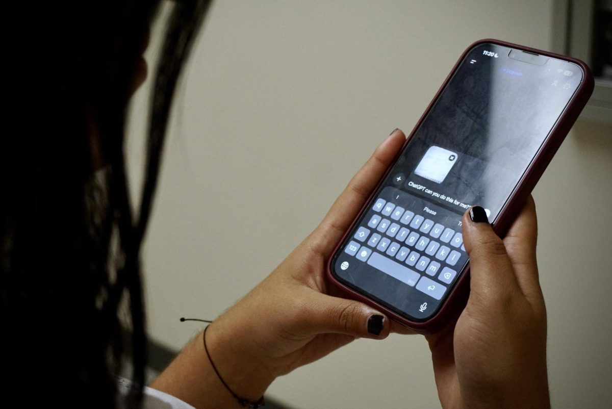 A photo represents exactly how much students depend on AI, as student Gabriela Godoy asks ChatGPT to complete her work for her.