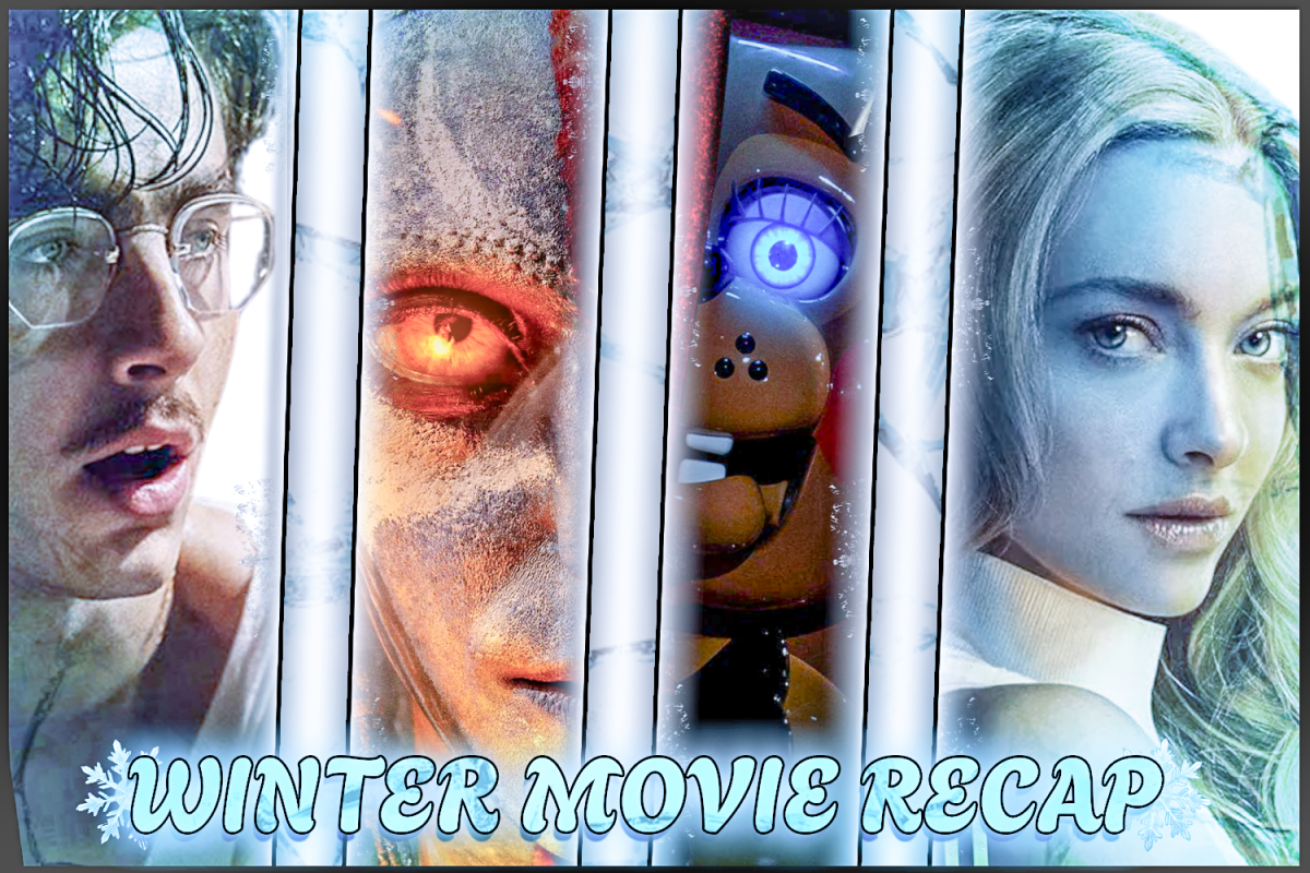 A collage shows the faces of different characters in movies released over the holidays. Movies like Marty Supreme, Avatar, Five Nights at Freddy's 2, and The Housemaid dominated box offices.