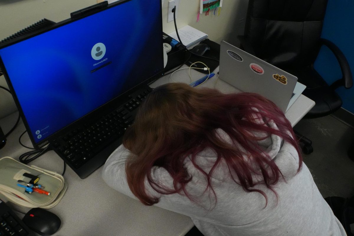A PPCHS student sleeps during school. A lack of proper rest can cause students to fall behind in school and struggle to catch up.