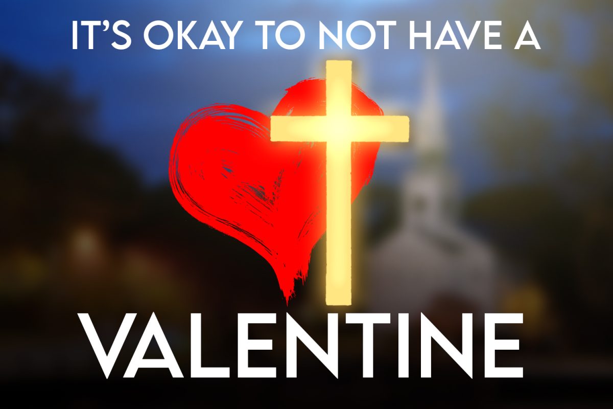 The graphic highlights the main theme that it’s okay to share your Valentine’s Day single or without a partner. It displays a heart with a church behind it and a cross in front of it to give the correlation of how the story is projected from a follower of Christ and their opinion on why Valentine’s Day can still be valuable on its own.