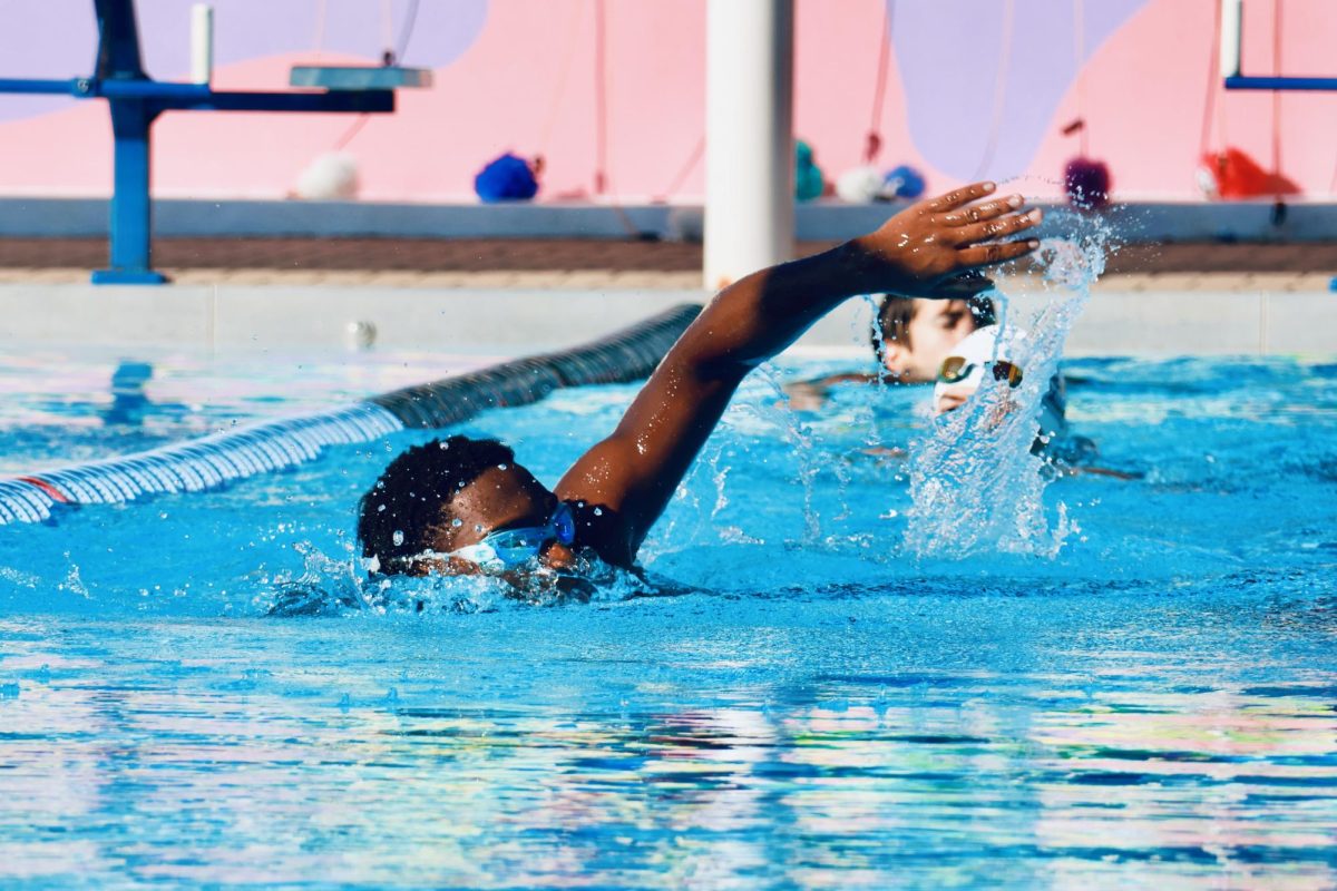 Senior Tyler Dawkins swimming during pre-season training at the Jaguars home pool.