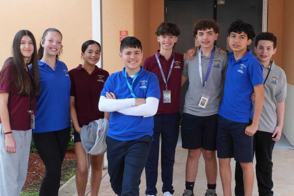 One group of middle schoolers is all smiles at PPCHS. Next year, they will attend Charter as the class of 2030.