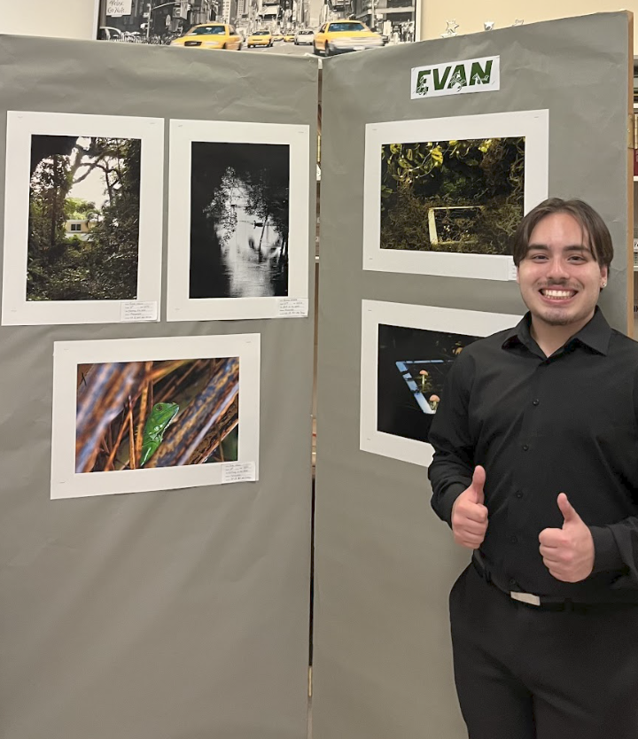 Senior Evan Omana displays his photography at PPCHS's annual Art Show. Omana has a passion for photography, and is currently enrolled in AP Photography.