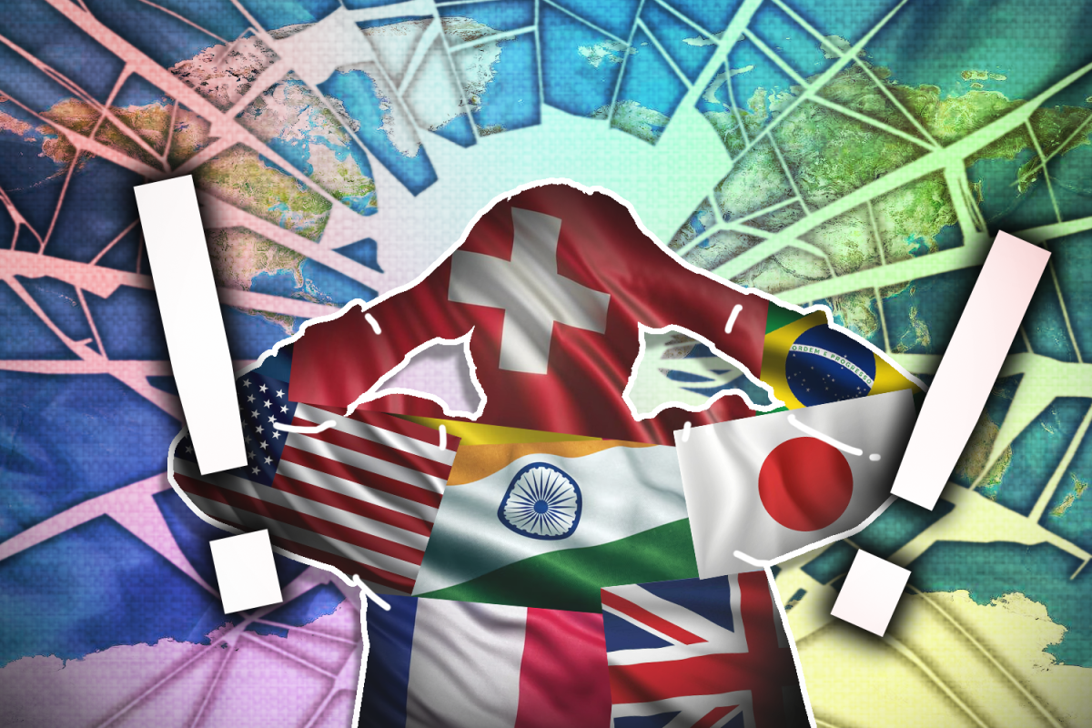 Someone shows distress and has different kinds of flags within the person's figure. It incorporates the image that there is diversity inside of every person.