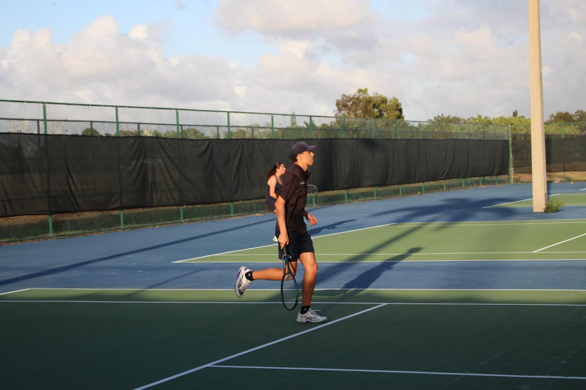 Nicolas Murillo running to the net to make a last minute save to get himself the point for the match.