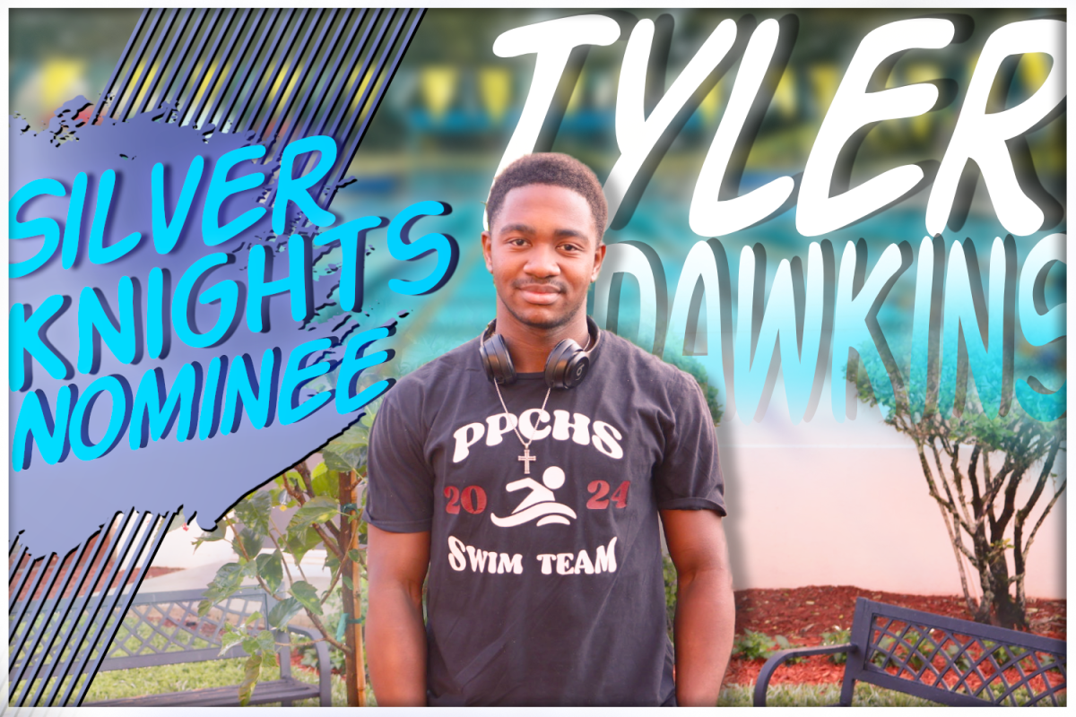 PPCHS senior Tyler Dawkins in his PPCHS Swim Team t-shirt. Dawkins maintains an active role in school activities as well as his church, and has received a Silver Knights award for it. 