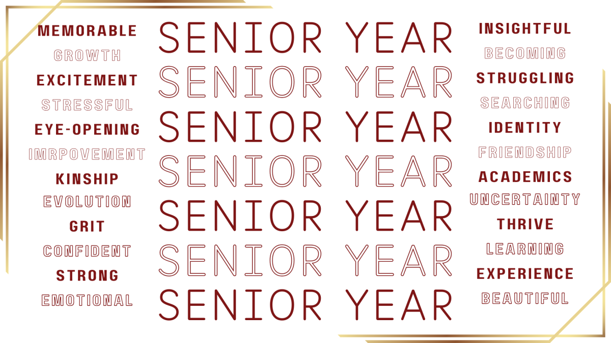 Seniors describe their final year of high school as complex but rewarding, with words like "grit" and "kinship" defining their senior year. 