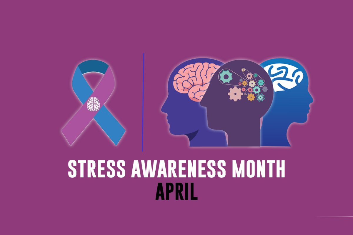 Purple background highlights Stress Awareness Month (SAM). Oftentimes, people deal with stress that stems from many issues. Coming together to highlight these experiences can unify students.