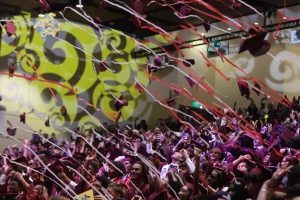 Streamers and graduation caps fill the air as the Class of 2026 celebrates its graduation.
