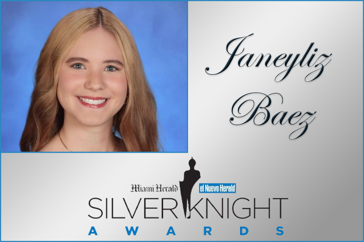 A graphic which features the Silver Knight Awards logo and on the top left a picture of Janeyliz Baez. 
