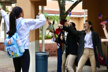 A PPCHS student cheers this group on during their recitation. Together, they show what Constitution Day at PPCHS is really about: community. Photo by: <a href="https://ppchsnews.com/staff_profile/evan-omana/">Evan Omana</a>