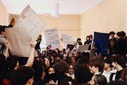 Students fill the breezeway with posters in support of immigrants, who have shaped the United States.